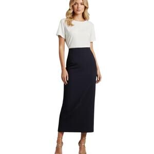 Vintage Bebe Womens 100% Wool Pencil Skirt Midi Y2K Slit Lined Made in USA Sz 4